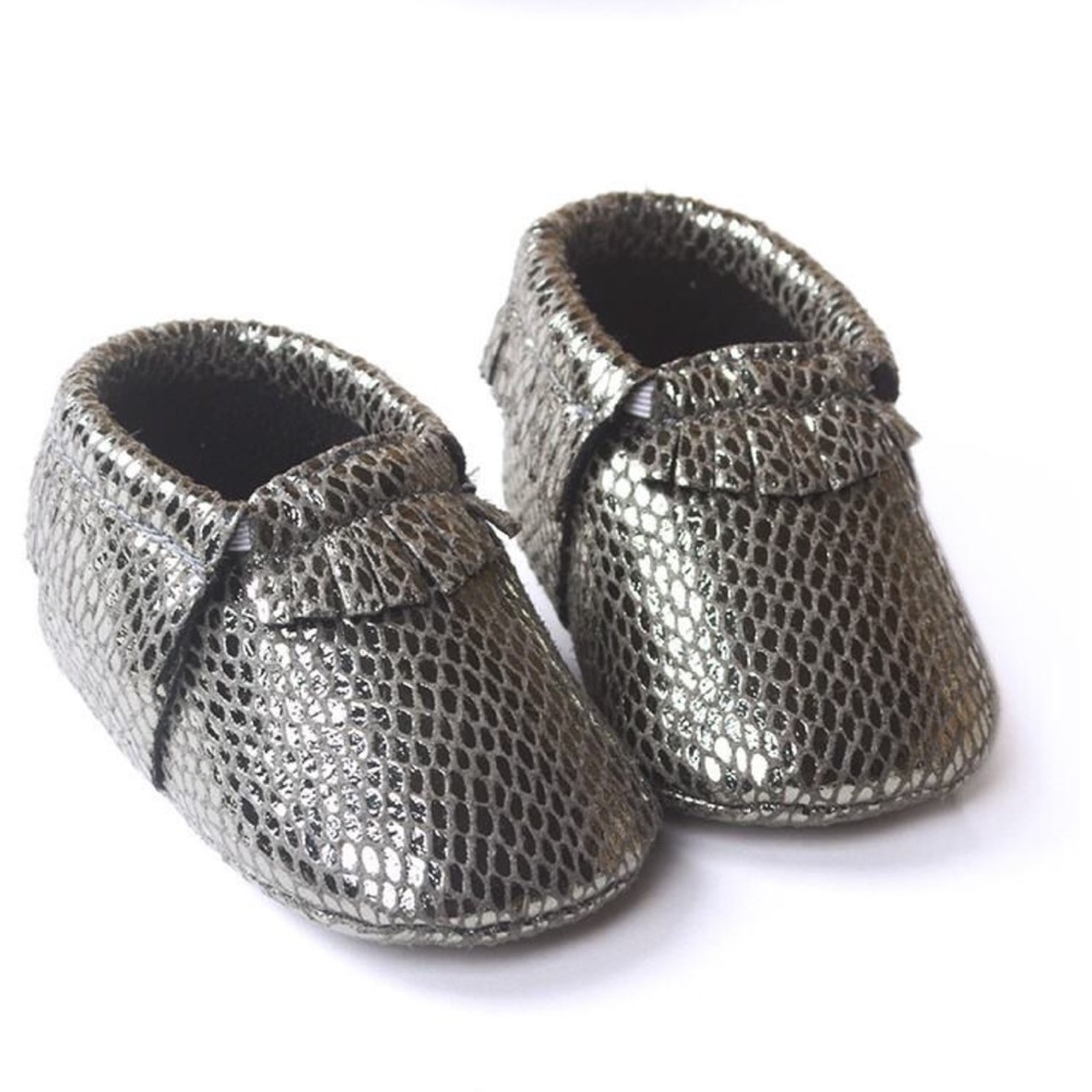 Baby Black & Silver Moccasins